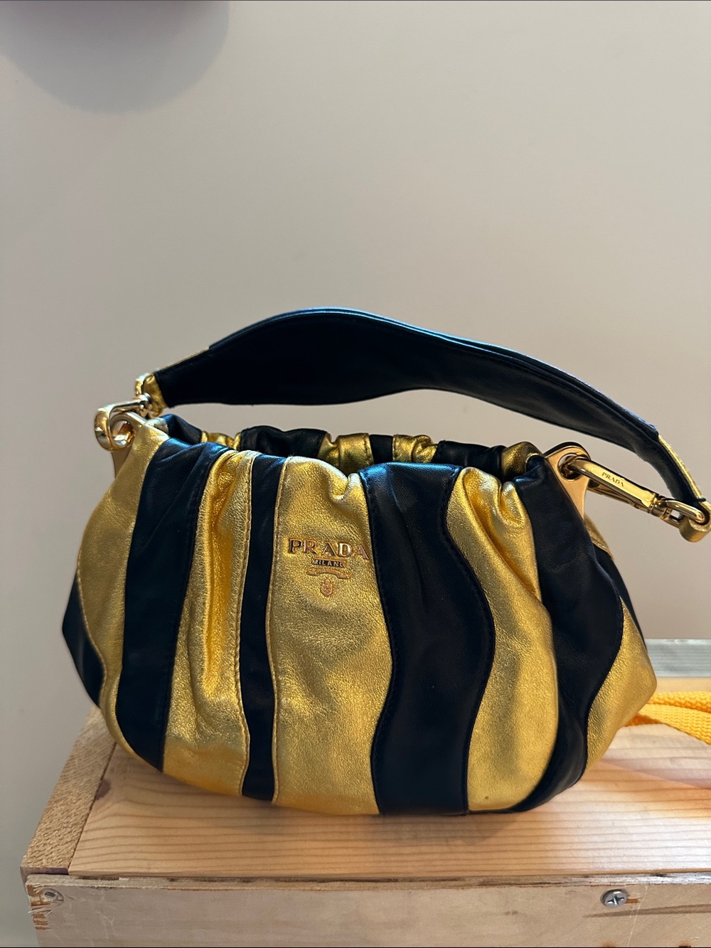 PRADA authentic Nappa Waves mini handle bag